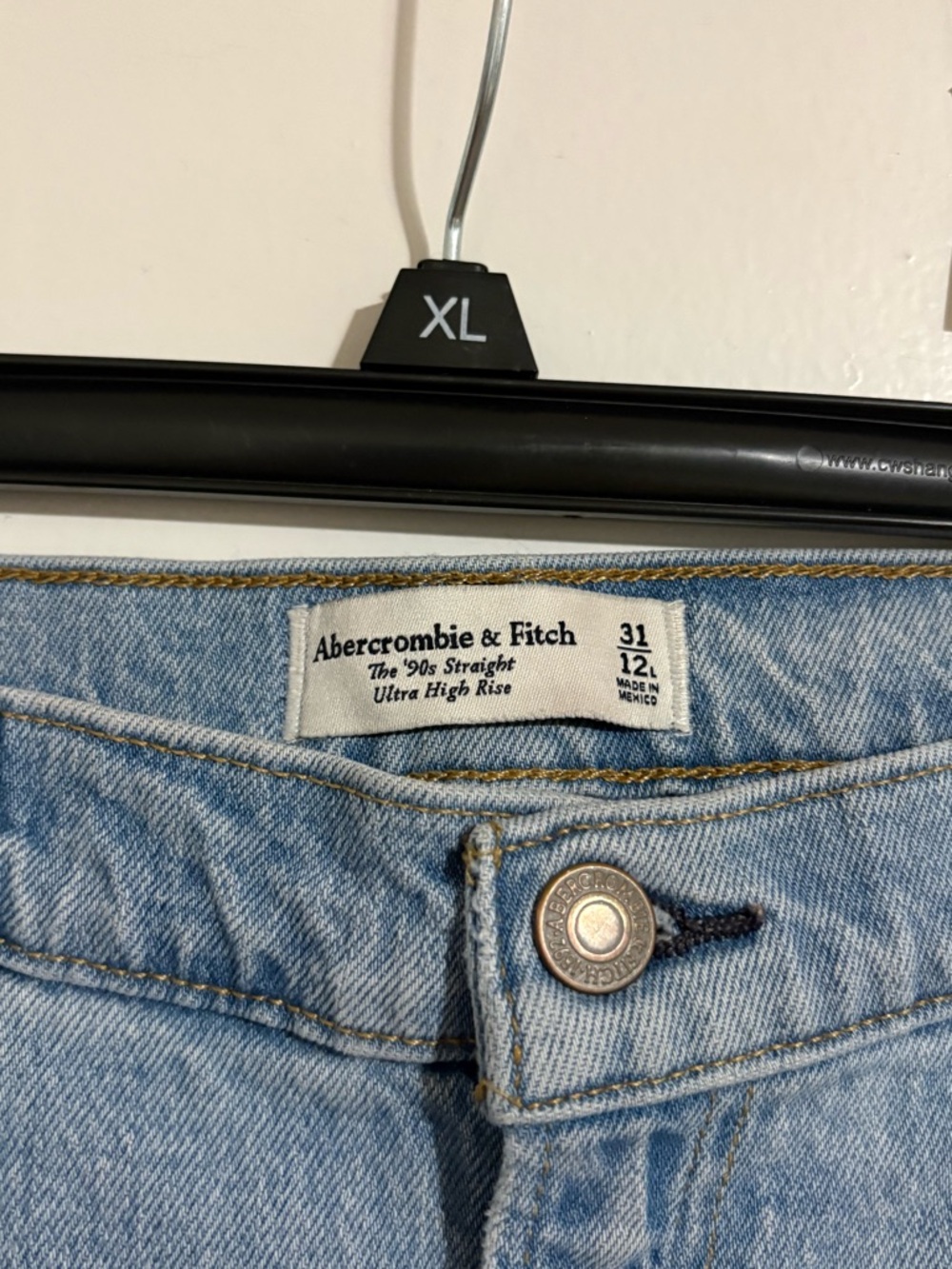 Abercrombie & Fitch Light Blue Straight-Leg Distressed Jeans - Picture 2 of 4